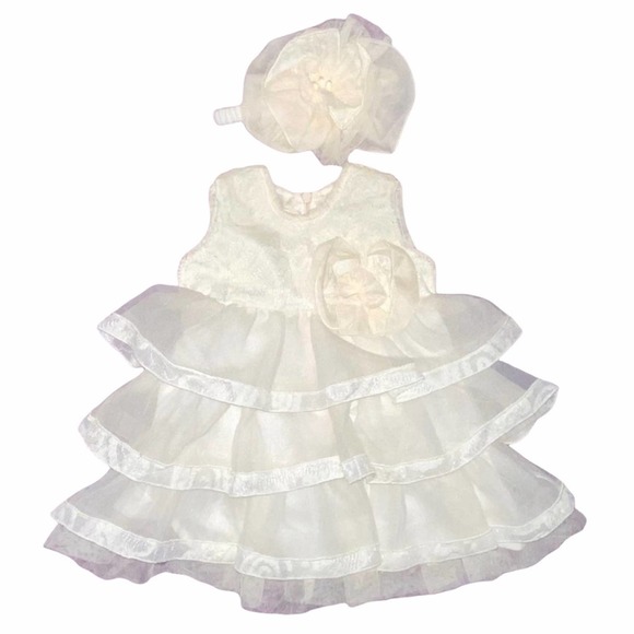 12m Isobella & Chloe Boutique Baby Ivory Tulle Tiered Ruffle Dress w/ Headband